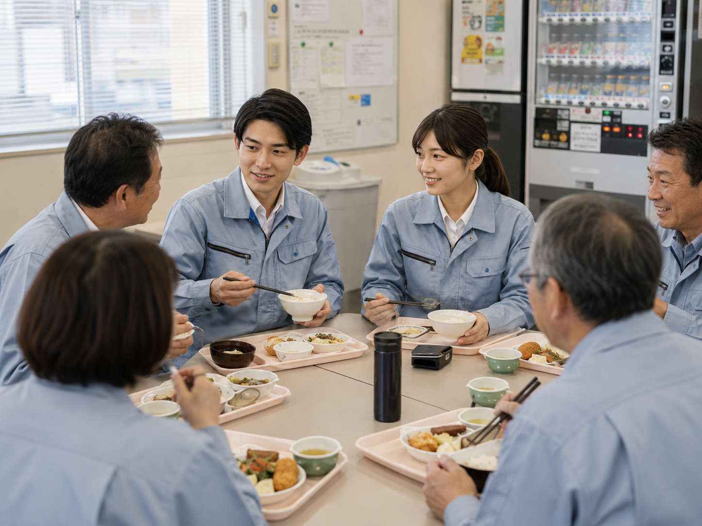 現場の方々と昼食