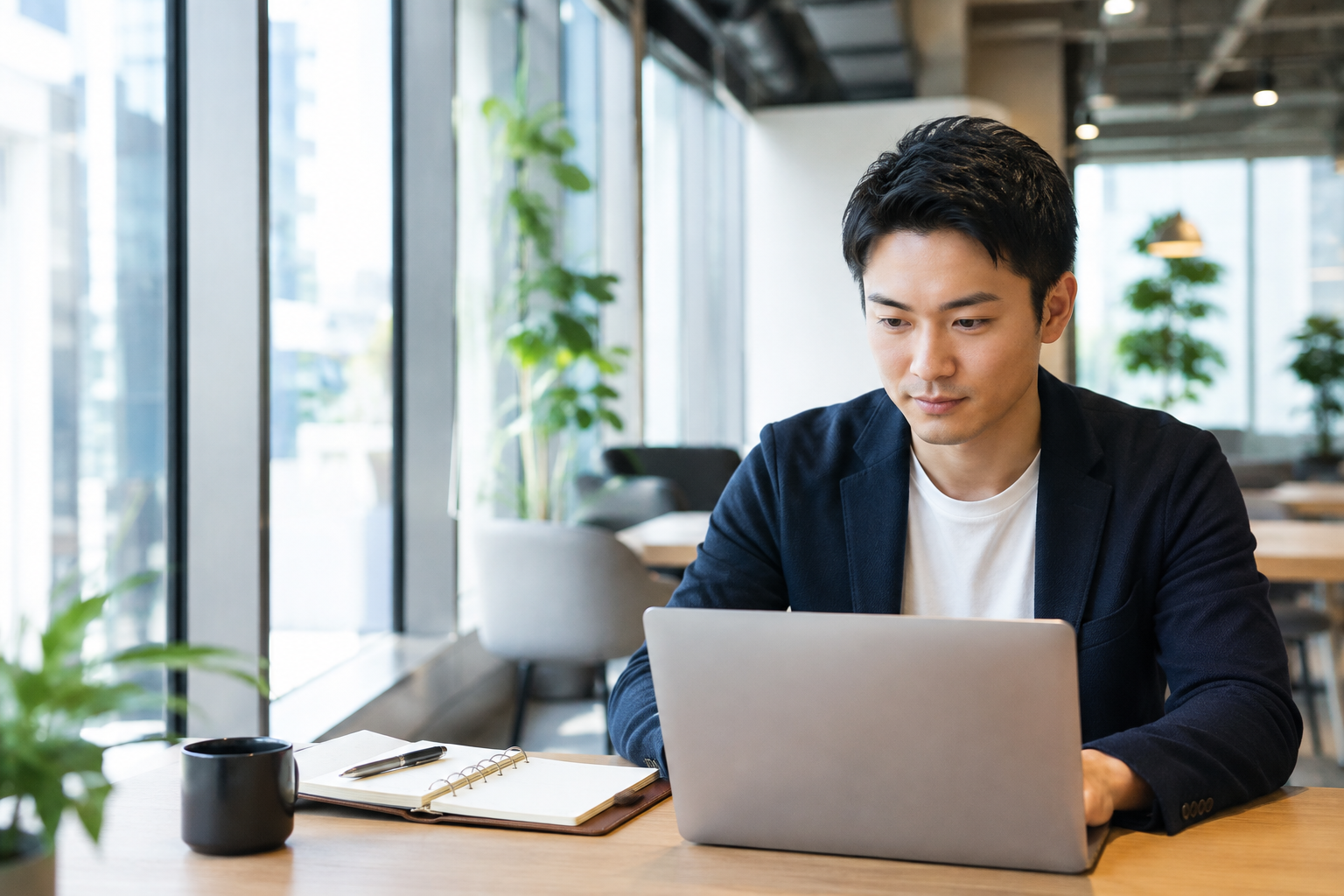 出社し、1日の予定を確認する