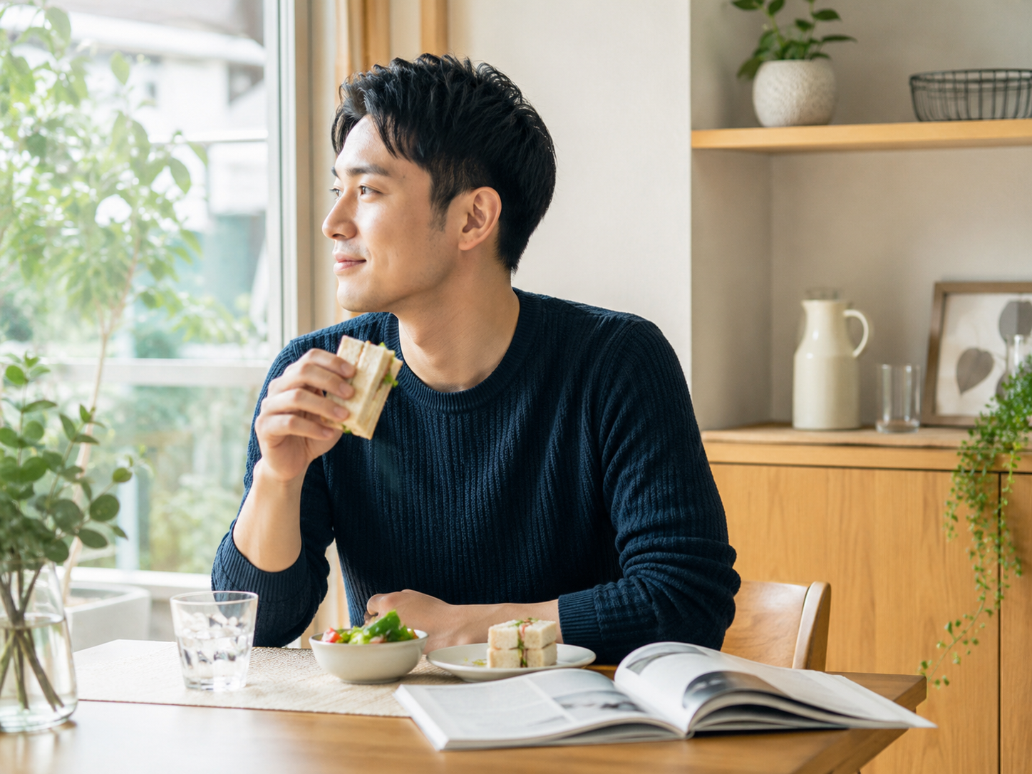 自宅で昼食休憩